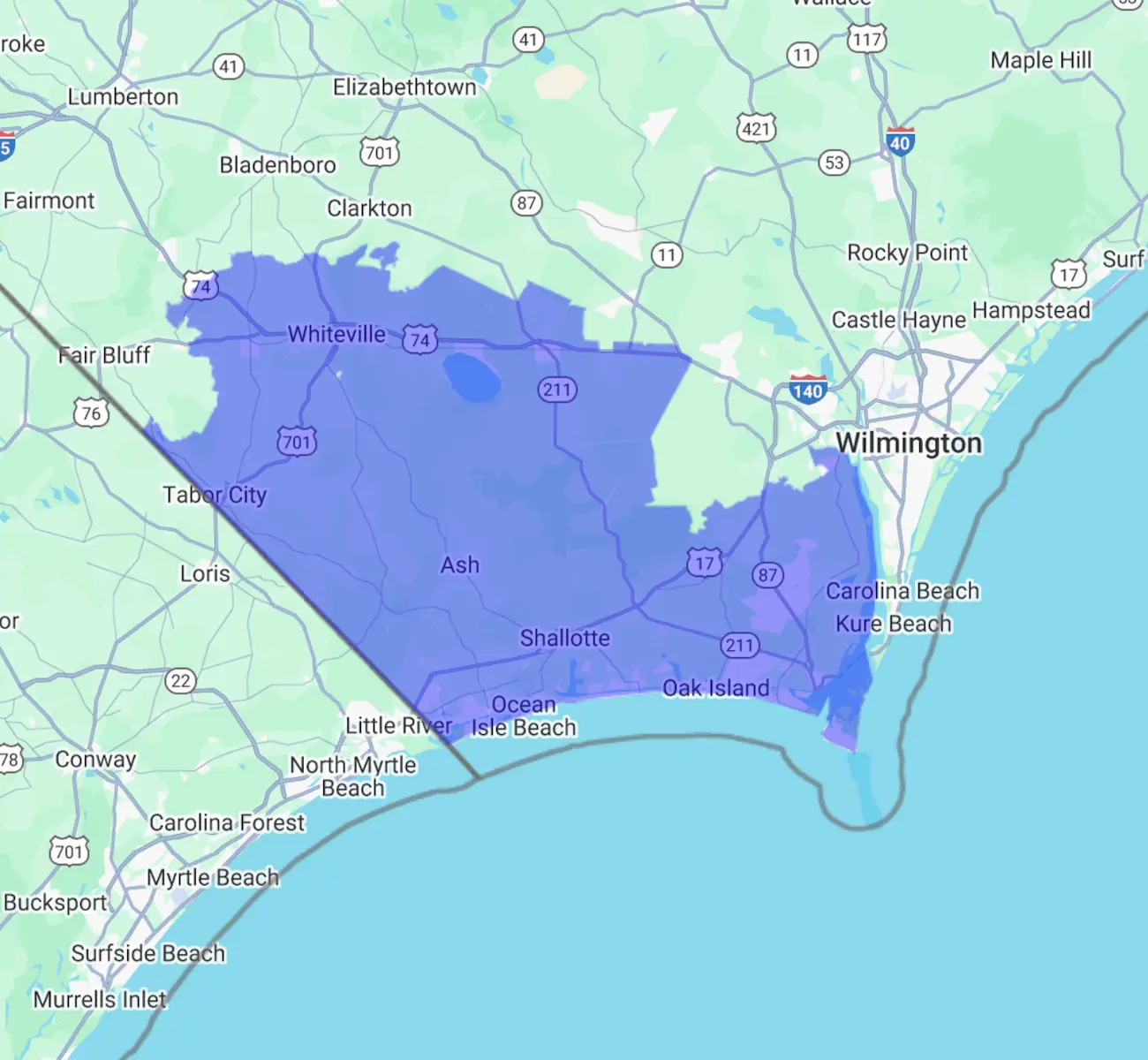 Pool installation Service area of Leisure Pools Brunswick